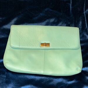 J. Crew Light Green Clutch with Gold Accent